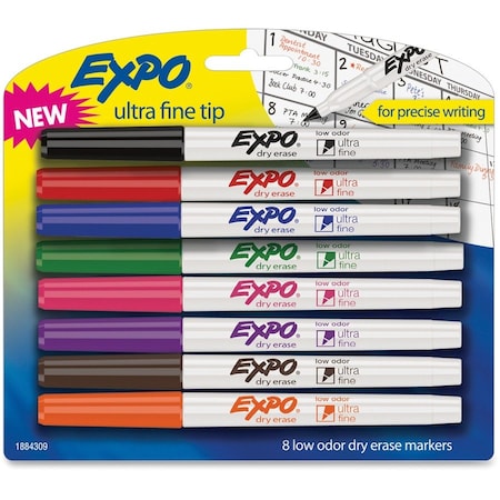 EXPO Dry Erase Markers, Ultra Fine, Nontoxic, 8/ST, Ast SAN1884309